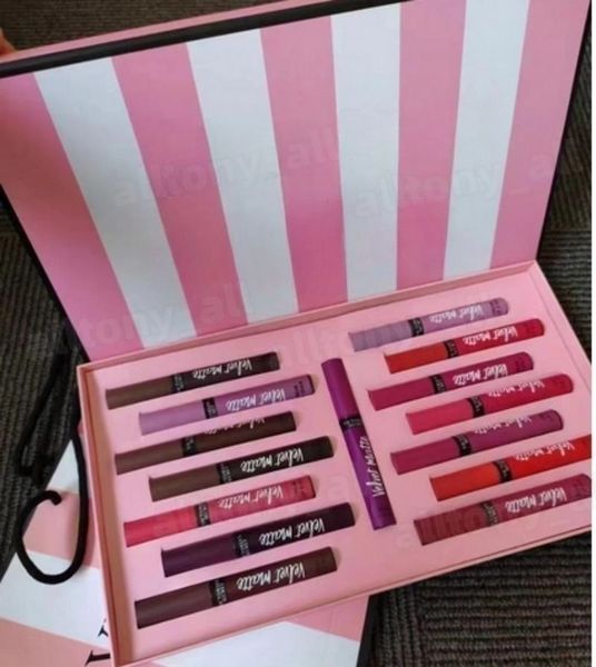 Juego de maquillaje con brillo de labios, lápiz labial líquido con brillo de labios de 15 colores diferentes mate con bolsa de regalo