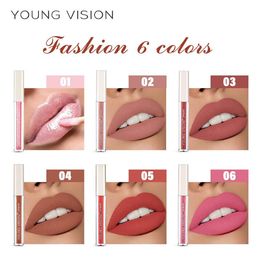 Young Vision 6-kleuren fluwelen lippenstift die niet gemakkelijk te plakken is aan Cups Fashion Dudu Lipstick Liquid Lipstick