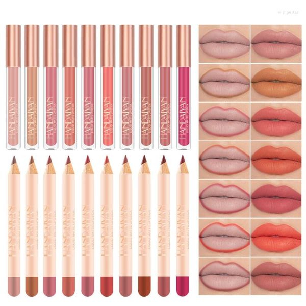 Lip Gloss Matte Liquid Lipstick Lipliner Makeup Set 2Mate Velvet Ink Liner Pencil Drop