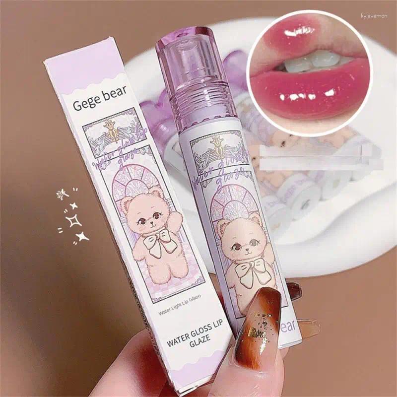 Lip Gloss Milk Tea Glaze Moisture Lipstick 6 Colors Cosmetics Liquid Waterproof Non-stick Cup Lips Makeup Cute Bear Lipgloss