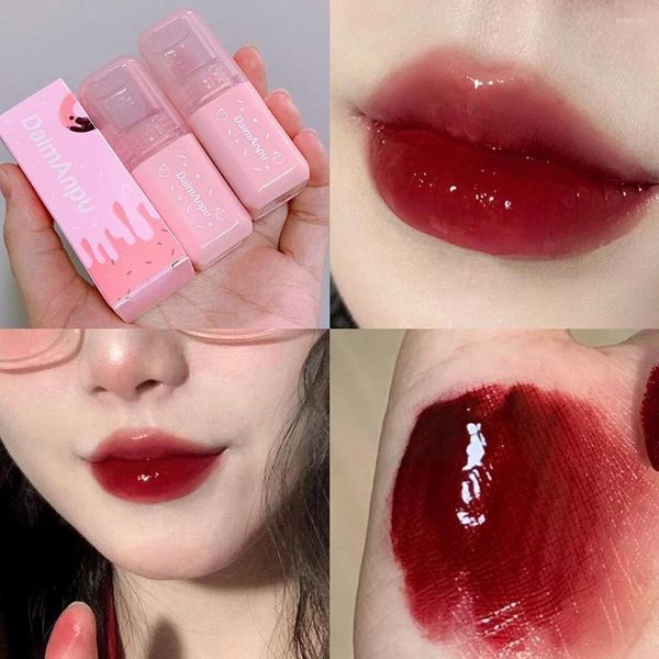 Brillo de labios Espejo Agua Hidratante de larga duración Maquillaje de alto tinte Lápiz labial Cosméticos y barro líquido Luz suave E7T9