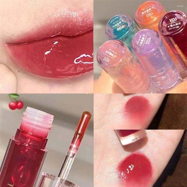 Brillant à lèvres Mositurizing Glitter Mirror Fruit Goût Glaze Liquid Lipstick Transparent Jelly Tint