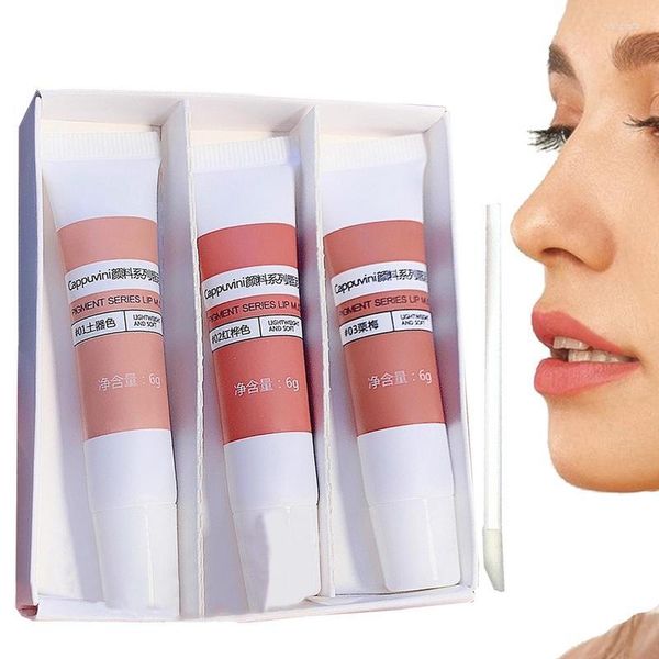 Brillo de labios barro de larga duración, barras de labios líquidas mate aterciopeladas, kits de maquillaje de labios de un solo paso, resistentes al agua, a prueba de manchas, 3 uds.