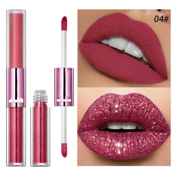 Brillant à lèvres multicolore Double tête glaçure durable étanche cadeau d'anniversaire Maquillajes Para Mujer maquillage rouge à lèvres