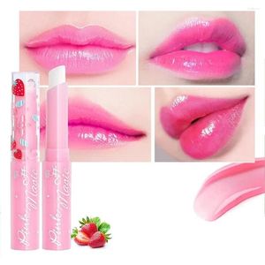 Lip Gloss Natural Strawberry Serum Hydraterende lippenstift Temperatuur Verandering Langdurige voedende stick Cosmetica