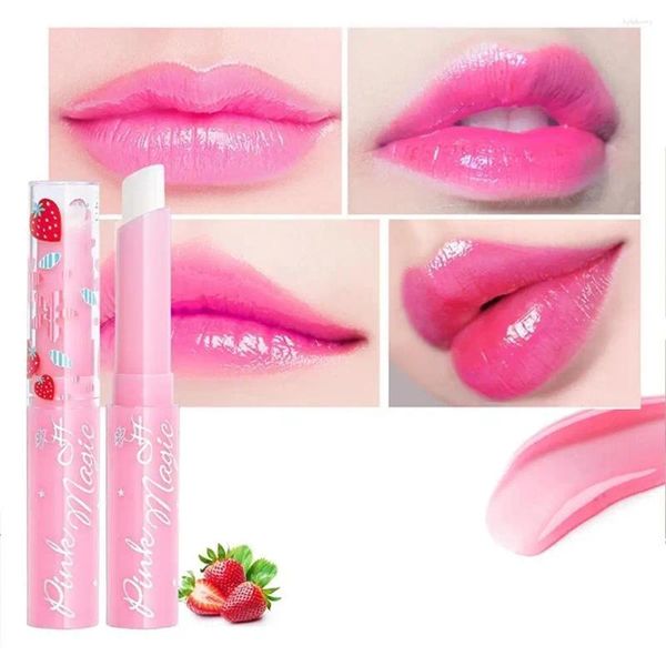 Lip Gloss Natural Srawberry Hidratizing Lipstick Temperatura Cambio de color de color Cosmético de palo nutritivo duradero