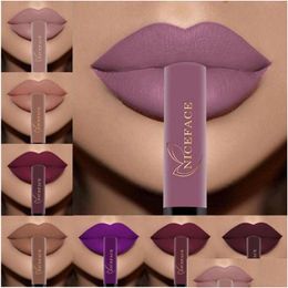 Béliement à lèvres NICEFFACE 30 COULEURS NUDU MATTE Liquide Lipstick Mate étanche à la durée de maquillage hydratant Hydratriz