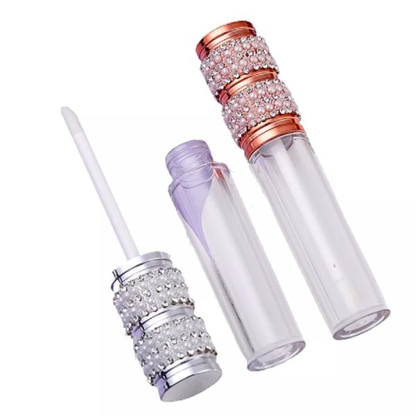 Lip Gloss Packaging Bottle Doe Foot Wand Tube Round Clear AS Plastic Silver Rose Gold Pearl Glitter Cover Luxury Empty Rechargeable Cosmetic Packaging Container 5ML
