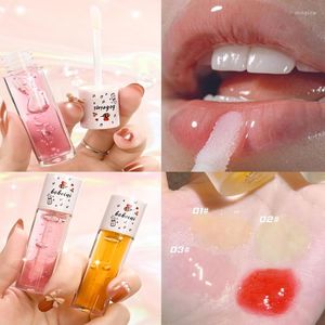 Lip Gloss Peach Honey Oil verlicht droge hydraterende Fades Lijnen Waterlichtlippen Grote hoofdborstel Make -upgereedschap