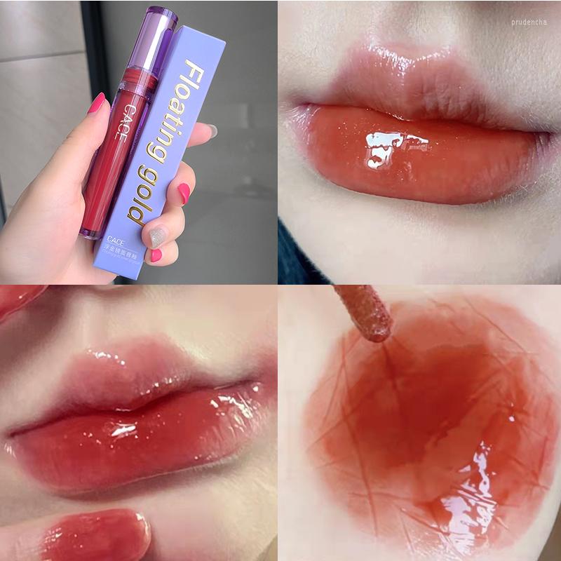 Brillo de labios Rosa claro espejo agua glaseado duradero impermeable brillante líquido lápiz labial tinte rojo maquillaje brillo de labios coreano