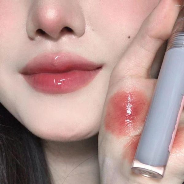 Brillant à lèvres rose clair miroir eau glaçure Transparent étanche brillant liquide rouge à lèvres rouge teinte maquillage coréen