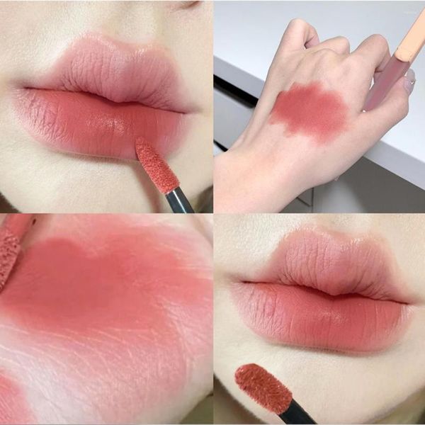 Brillo de labios ciruela púrpura barro sedoso suave líquido lápiz labial hidratante melocotón rosa de larga duración tinte Sexy maquillaje cosmético