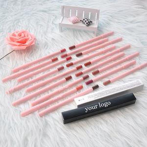 Lipgloss Private Label Pink Lip Liner Pencil Custom Bulk 18-kleuren cosmetische multifunctionele waterdichte pigment lippenstift pen make-up 231128