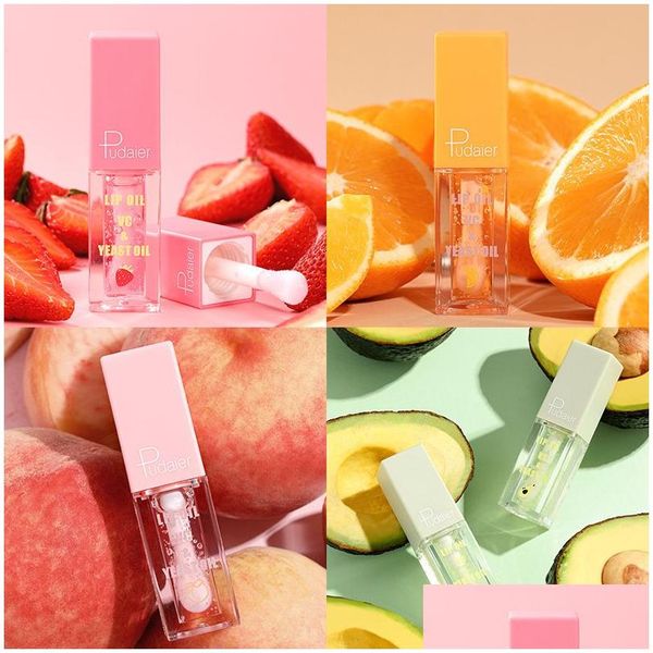 Brillo de labios Pudaier Stberry Peach Hidratante Ciruela Brillo de labios Nutritivo Transparente Líquido Lápiz labial Aceite Claro Brillo de labios Entrega de gota He Dhml9