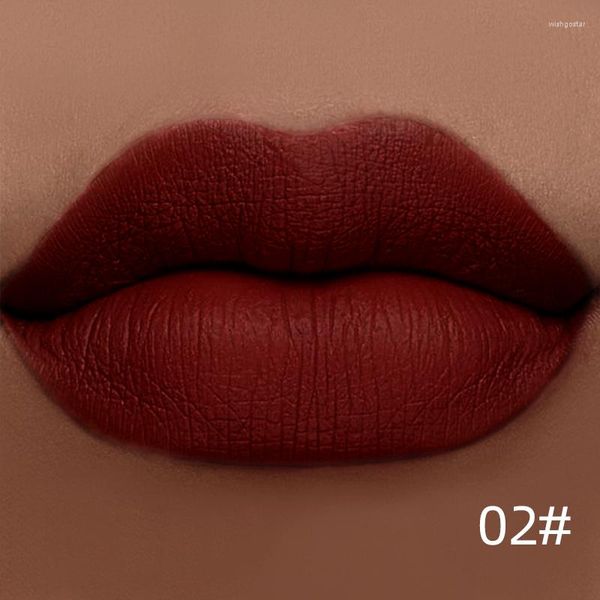 Brillo de labios QI Lápiz labial líquido mate Maquillaje Desnudo Brillo de labios a prueba de agua Rojo oscuro Negro Tinte de larga duración Glaze