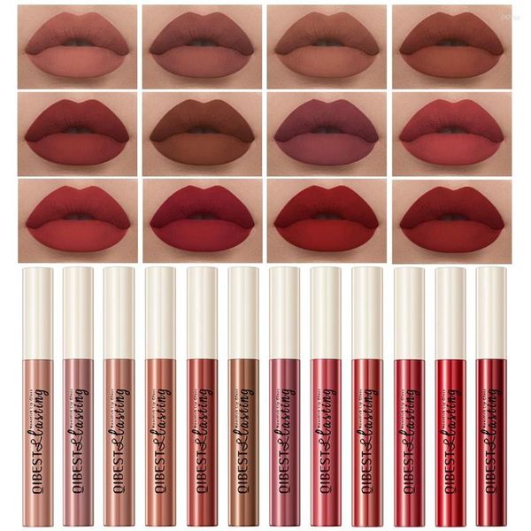 Brillant à lèvres QI Mat Liquide Rouge À Lèvres Étanche Longue Durée Velours Mate Nude Rouge Lint Tube Maquillage Cosmétique Rouge À Lèvres Lipgloss