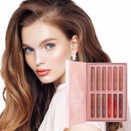 Juego de brillo de labios 12 colores Lg Last Lipstick Lg Wear Lipstick High Color Rendering y Veet Matte Effect para citas Uso diario E5Ja #