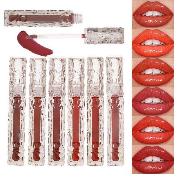 Brillo de labios Suave 6 colores Shuiguang Glaze Cremoso Nutritivo Relleno Alto Brillo Lápiz labial profundo de larga duración