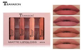 Lipgloss TEAYASON 4 stuks Set Veelkleurige Blijvende Waterdichte Anti-aanbak Cup Vloeibare Lipstick Matte Cosmetica Lippen Make-up TSLM15285982