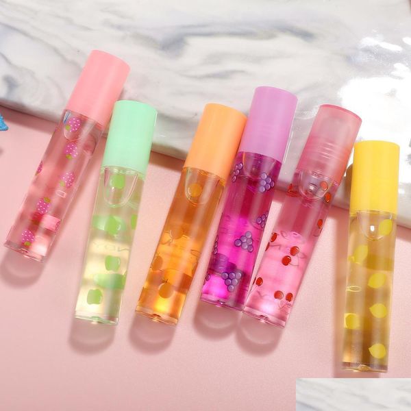 Brillant à lèvres Transparent Fruit Nutritif Lipgloss Naturel Changement de Couleur Gelée Liquide Rouge à Lèvres Hydratant Mignon Goutte d'Huile Livraison Santé Dh2Bt