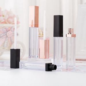 5ML Lipgloss Containers Fles Lege Vierkante LipGloss Tube Make-up Lip Oil Container Plastic Buizen Zwart Rose Goud