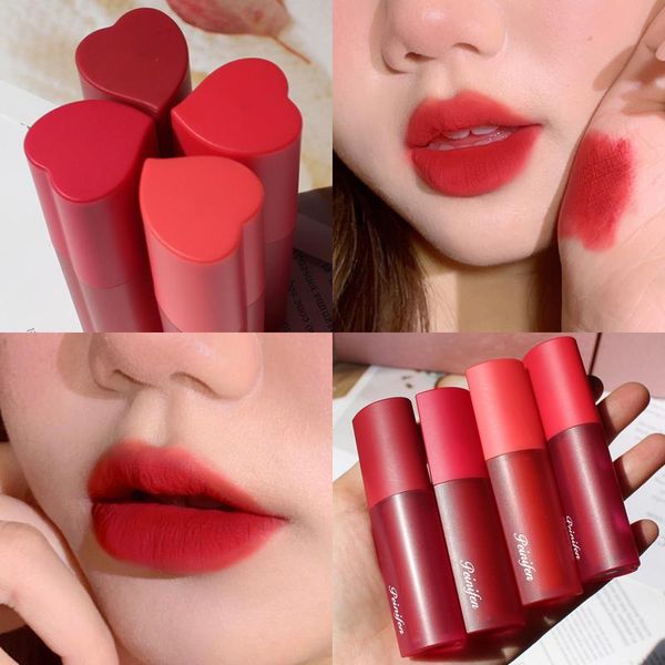 Brillo de labios, lápiz labial de terciopelo, textura mate, resistente al agua y al sudor, colores ricos, cosméticos en forma de corazón, Labiales TSLM1