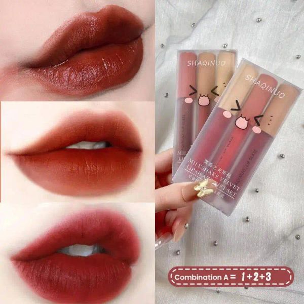 Brillo de labios Velvet Matte Glaze Set Lápiz labial líquido Resistente al agua No es fácil de desvanecer Maquillaje de labios naturales de larga duración