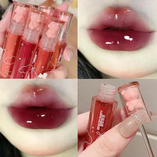 Brillant à lèvres miroir d'eau glaçure coupe antiadhésive durable hydratant liquide rouge à lèvres Sexy rouge-brun soyeux teinte femmes beauté outil de maquillage