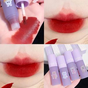 Lipgloss waterdichte matte naakt kersenboon thee bruine kleur donkere rood langdurige fluweel vloeibare lippenstift vrouwen make -up glazuur