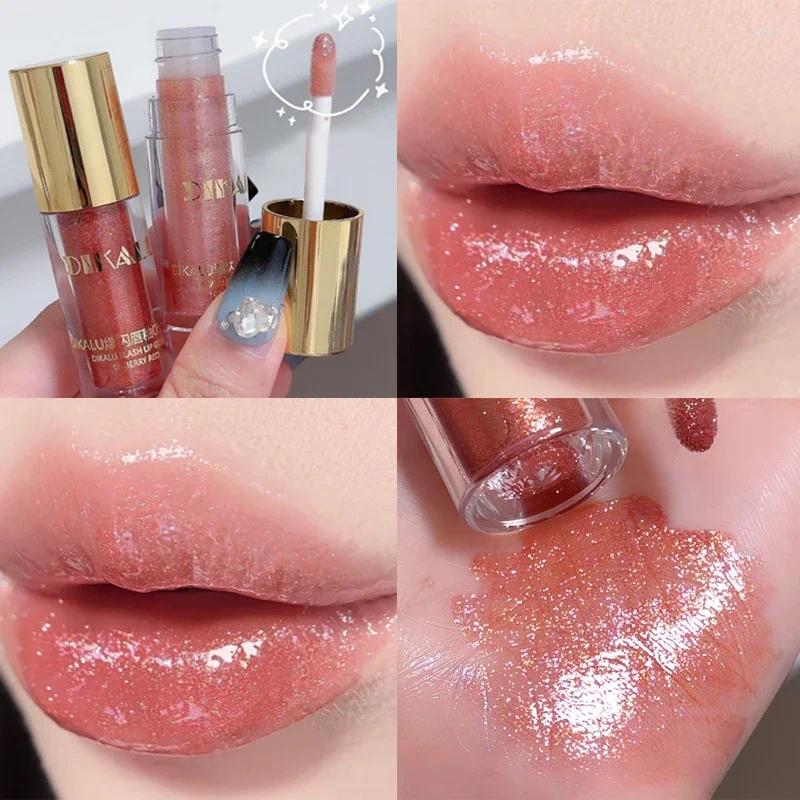 Lip Gloss Waterproof Mirror Water Glaze Transparent Glitter Lasting No Fading Shining Liquid Lipsticks Women Korean Makeup