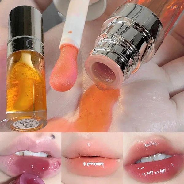 Brillo de labios resistente al agua, aceite de vidrio translúcido, 6 colores, espejo hidratante, lápiz labial líquido, diamante, maquillaje Sexy, esencia de labios