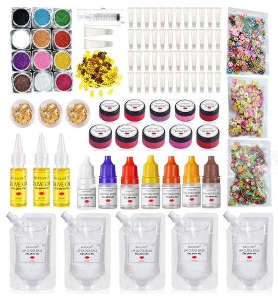 Brillo de labios Kit completo de bricolaje Base hidratante Gel Claro Niños Brillo desnudo Brillo de labios Vegano Tubos de brillo de labios Container3644231