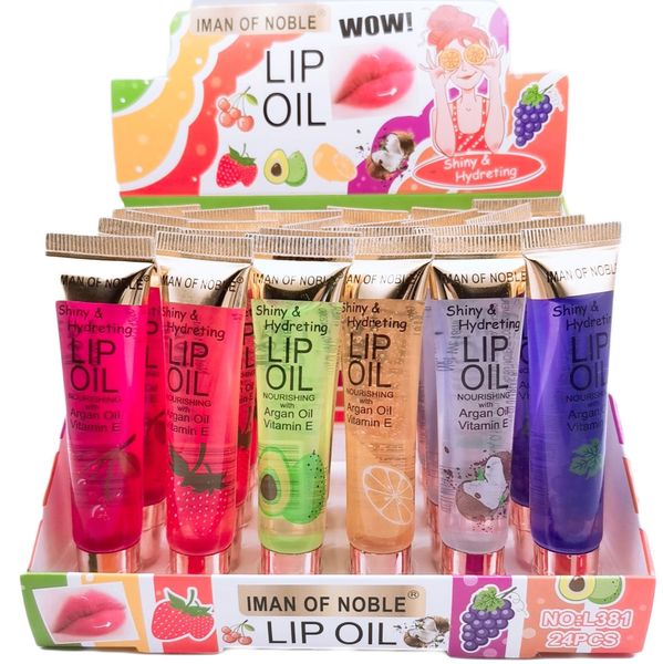 Brillant à lèvres en gros 24 pièces saveur de fruits vitamine E Transparent hydratant enfants filles huile Kawaii soin des lèvres en vrac 230801