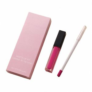 lipliner en lipglossset Private Label Vloeibare matte lippenstift Waterdicht Geen merk Groothandel Bulk Make-up Lip Kit Roze verpakking X4jg #