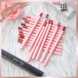Crayon à lèvres rose crayon personnalisé 18 couleurs précises longue durée mate mate mate mate maquillage gratuit pigment de pigment nude 240506