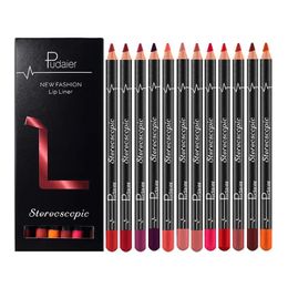 Lippotloden 12 kleuren / doos Waterdichte matte lipliner-set Potloodtint Lippenstift Blijvende antiaanbaklaag Cup Moisturizer Lipliner Pen Make-up Cosmetisch 231017