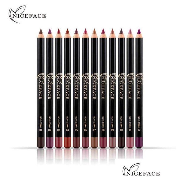 Crayons à lèvres 12 couleurs marque mate lipliner crayon imperméable maquillage lèvres lieur liner stylo lisse nue cosmétique drop livraison santé dh4sm