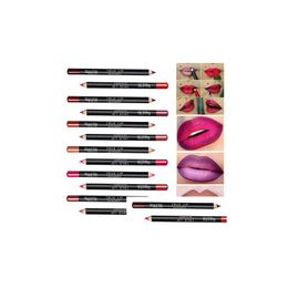 Crayons à lèvres 12 couleurs / lot crayon de doublure imperméable ensemble lipliner contour mat rouge à lèvres stylo longue durée rétro rouge goutte livraison santé Dhm1P