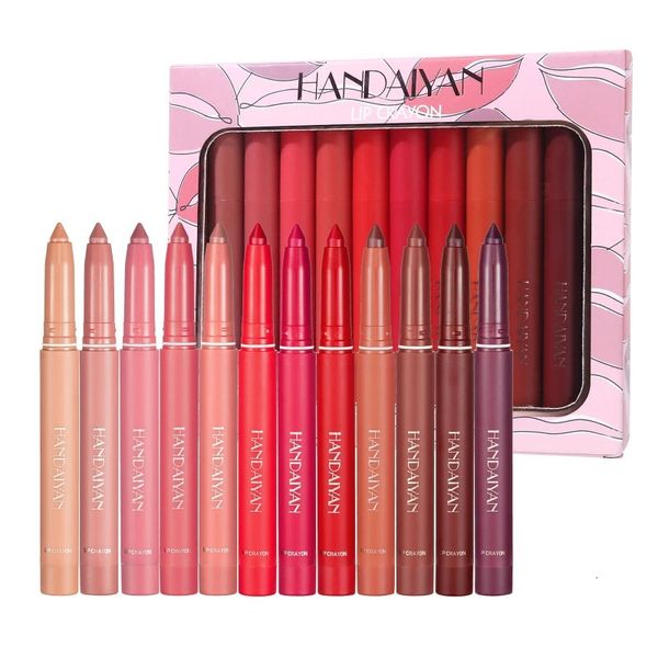 Crayons à lèvres 12 couleurs mat rouge à lèvres ensemble imperméable longue durée Crayon hydratant Crayon maquillage cadeaux 12ColorsSet 231207