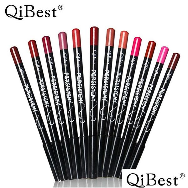 Lápices de labios 12 colores / set Qibest Cosmético profesional impermeable de larga duración Lápiz delineador de labios Lápiz funcional Ceja Ojo Dro Dhlqr