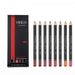 Lippotloden 12 kleuren Stijlvolle waterdichte lippenvoering Langdurige matte lipliner Potlood Make-up Comestics Tools