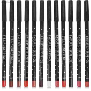 Crayons à lèvres 12 pièces crayons à lèvres à lèvres à lèvres Mattel Eyeliner brun Doublage des femmes Eyeliner noir en bois imperméable D240510