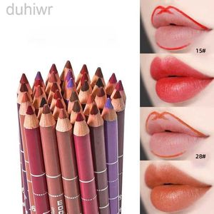 Crayons à lèvres 28 couleurs ligne de lèvres en bois imperméable femme charmante maquillage de gamme de lèvres pour femmes