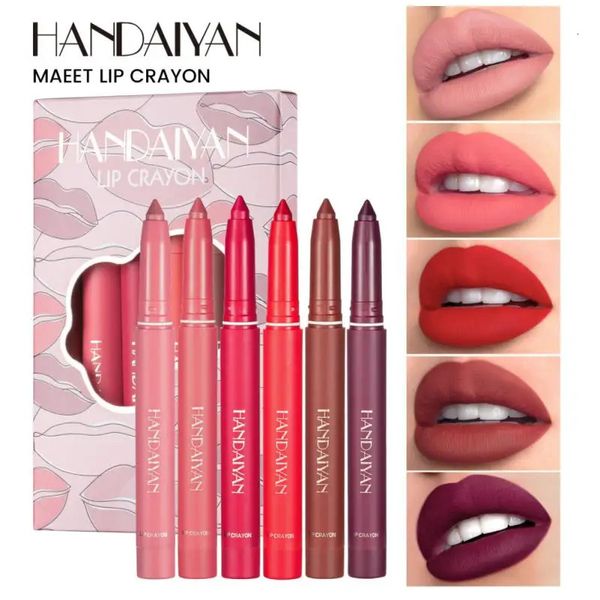 Lápices de labios 6 unid/set juego de delineador de labios mate impermeable terciopelo lápiz labial sexy rojo marrón lápiz labial maquillaje kit de lápiz labial profesional de larga duración 231013