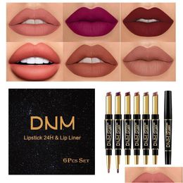 Lippotloden 6 stks/set waterdichte zweetdichte langdurige lippen glanzen dubbele kop matte lippenstift non -stick cup niet -fading druppel levering h dhbni