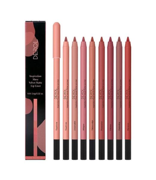 Crayons à lèvres 8 couleurs mat rouge à lèvres stylo avec taille-crayon professionnel velours imperméable crayon lisse Lipliner beauté cosmétique Makeu8841627