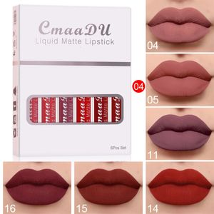 CmaaDu 6 stks / set Matte non-stick Cup Waterdichte Lippenstift Langdurige Vloeibare Gepigmenteerde Lipgloss Maquillajes Para Mujer DC05 231202