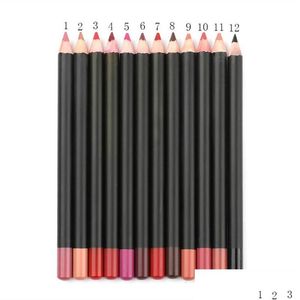 Lápices de labios Ismine Liner Lápiz Impermeable Mate Tatuaje Con Caja Individual 19 Color Natural Duradero Fácil de Usar Maquillaje Colorf Dhpqs