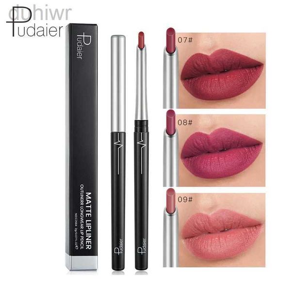 Lápices de labios maquillaje en forma de labios Matte Lip Lipliner Perfect en forma de labios mate lápiz labial para impermeabilización de la seda de seda compañero Batom Tint Lipstick D240510