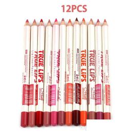 Lip Pencils Menow 12 -stcs/Set professionele voering potlood waterdichte houten contour pen matte lippenstift tattoo drop levering gezondheid schoon